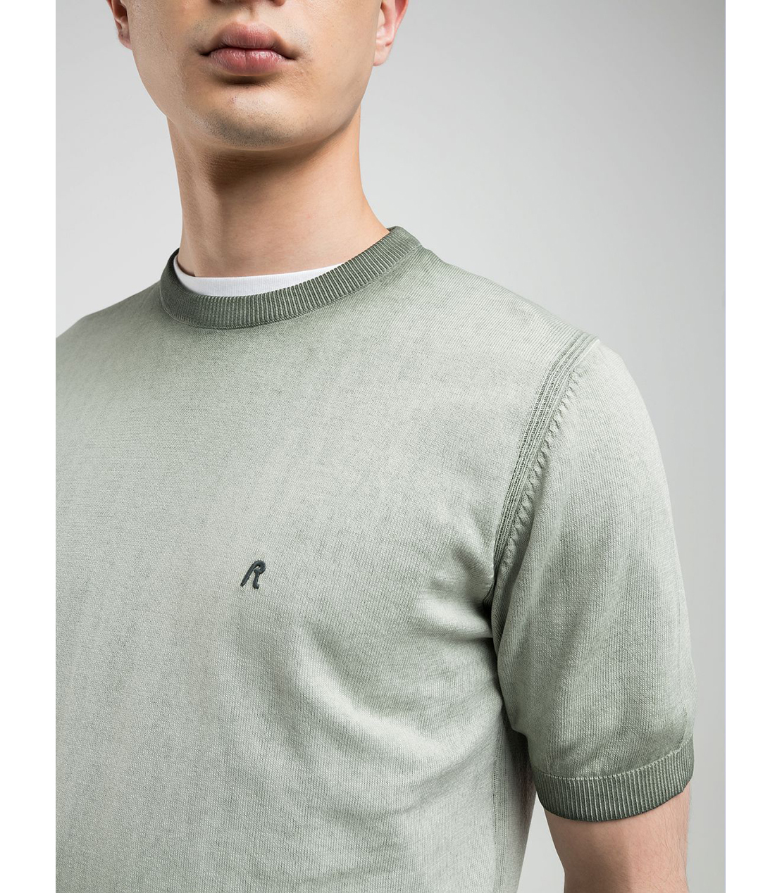 オンブレ ソフトコットン半袖ニット 詳細画像 オリーブ 3